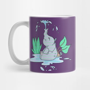 Elephant Playing With Water - Adorable Animal Design, Elephant Art Mug